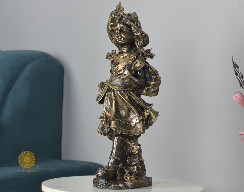 Ancient Antique Girl Statue (6x16 Inches) - The Gharnish - A Unit of Satkala Creations