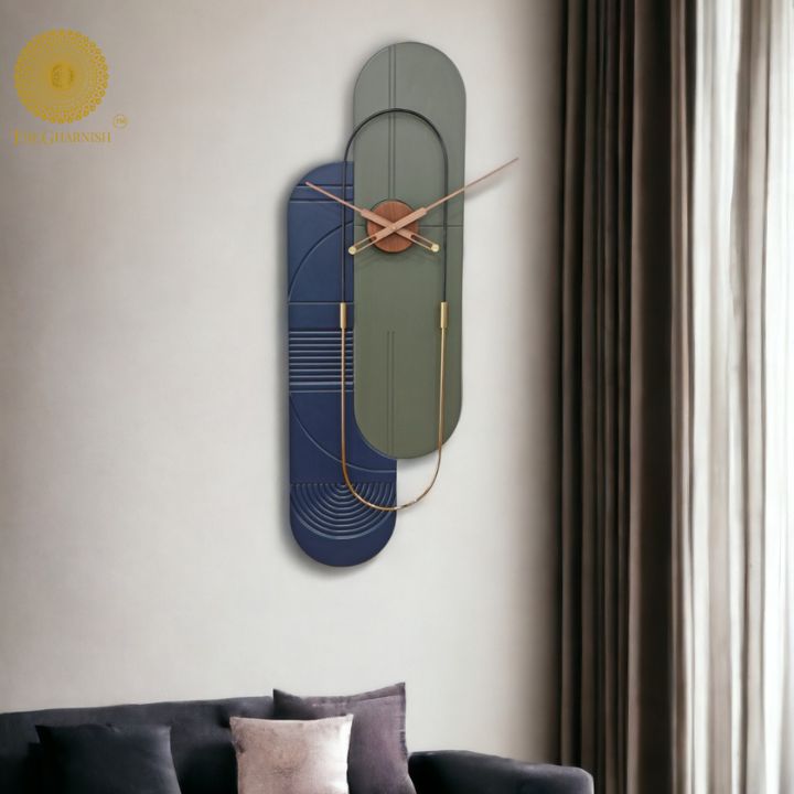 Double Frame Wall Clock (42x14 Inches) on Prepaid Only - The Gharnish - A Unit of Satkala Creations