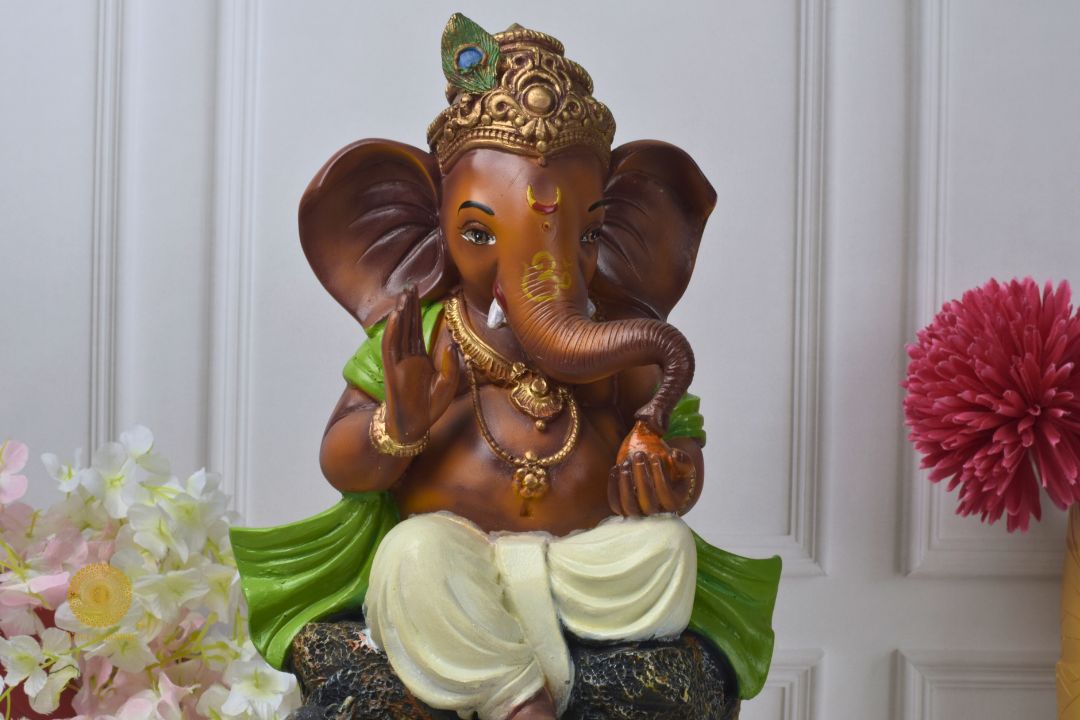 Multicolcor Ganesha Statue (8x10 Inches) - The Gharnish - A Unit of Satkala Creations