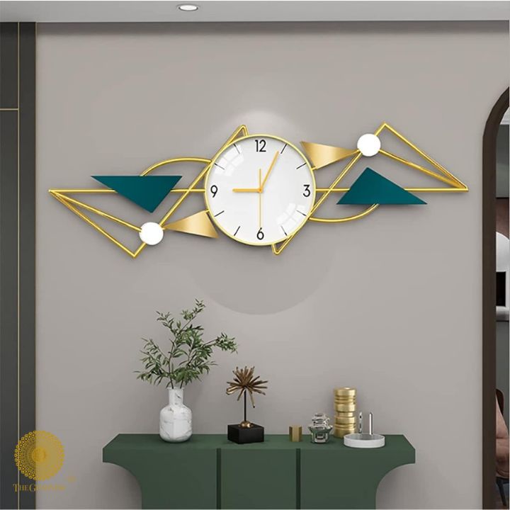 Decorative Geomatric Wall Clock (12x37 Inches) - The Gharnish - A Unit of Satkala Creations