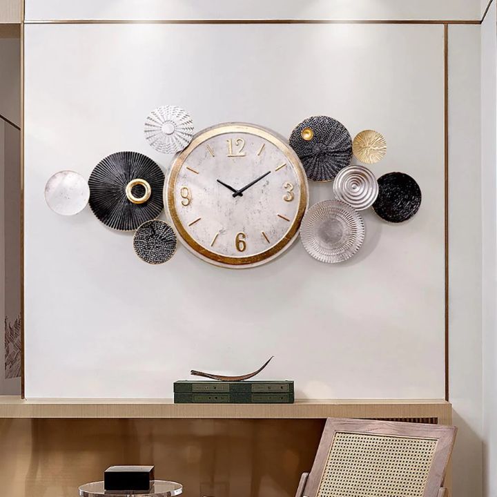 Metallic Circles Wall Clock (42x18 Inches) - The Gharnish - A Unit of Satkala Creations