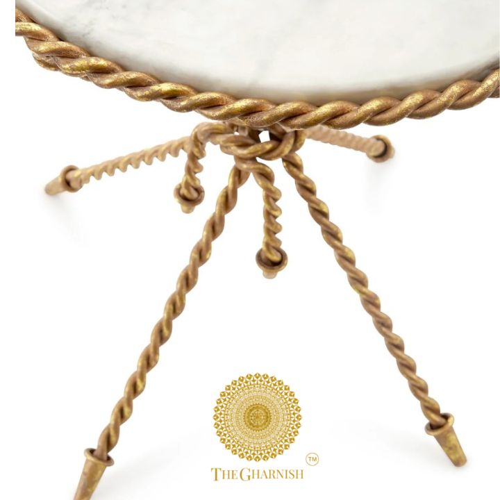 Tazio Marble Side Table - The Gharnish - A Unit of Satkala Creations