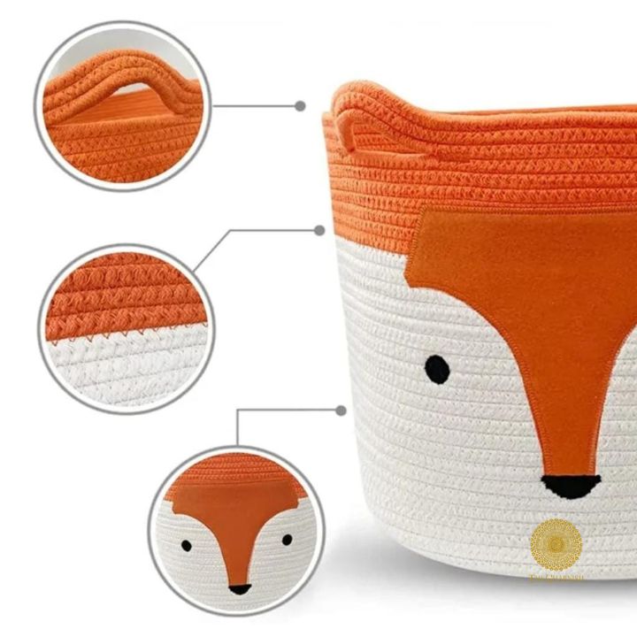 Cute fox Woven Storage Basket - The Gharnish - A Unit of Satkala Creations