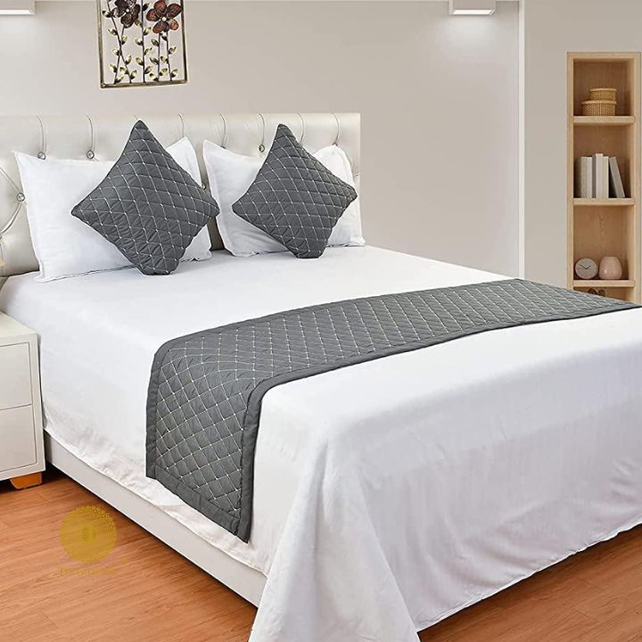 Quilted Bed Runner With Cushion Cover - The Gharnish - A Unit of Satkala Creations