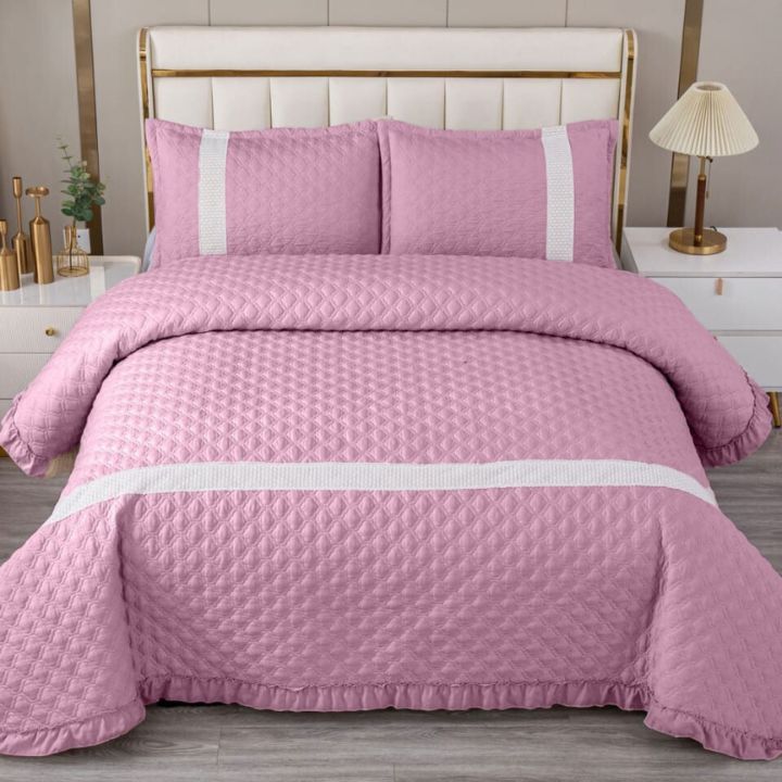3 Pcs Thread Quilted Bedcover Set - The Gharnish - A Unit of Satkala Creations
