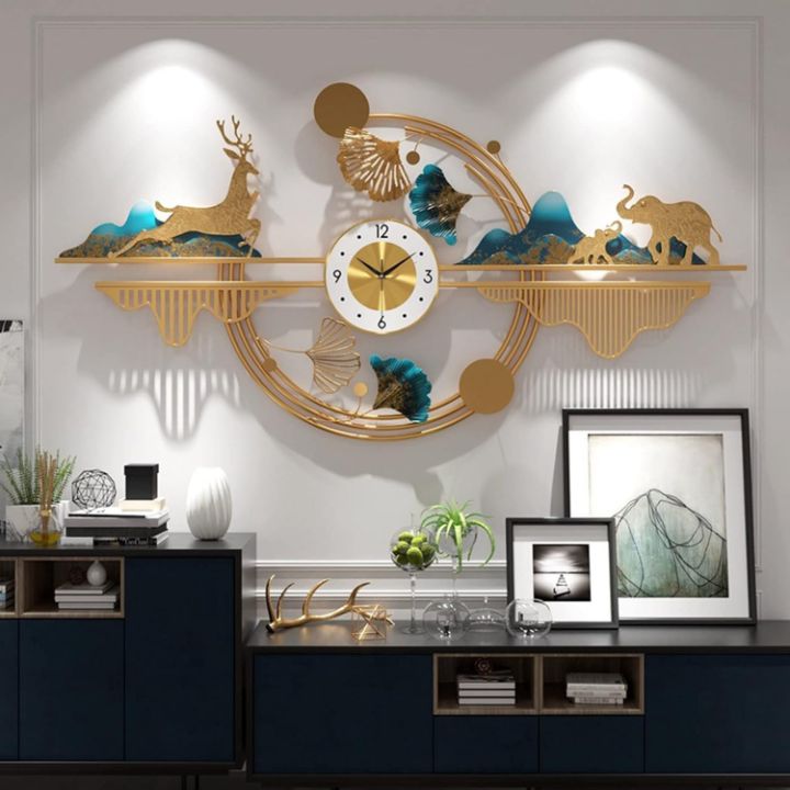 Metallic Nature Wall Art and Clock (48 x 24 Inches) - The Gharnish - A Unit of Satkala Creations