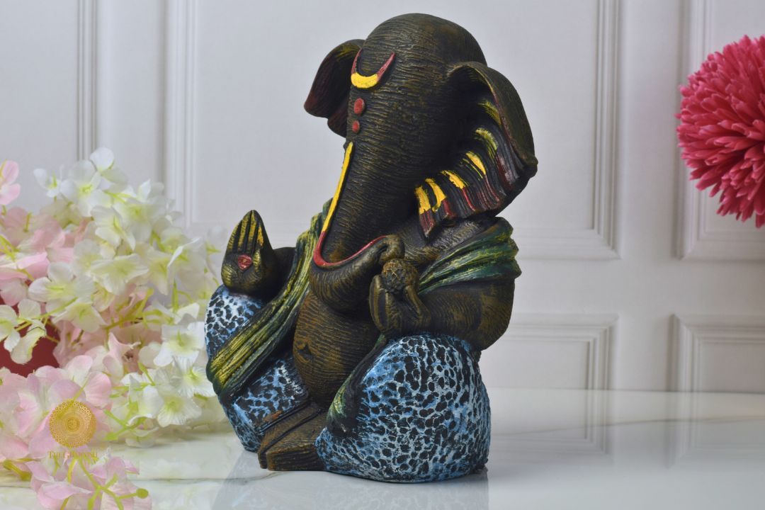 Ganpati Resin Murti - Brown (8x11 Inches) - The Gharnish - A Unit of Satkala Creations