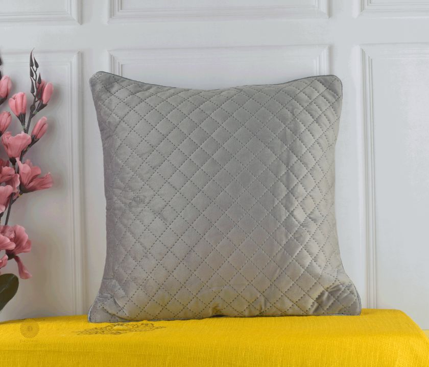 Satin Harlequin Quilted Cushion Cover Set of 2 - The Gharnish - A Unit of Satkala Creations