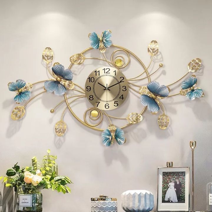 Butterfly Ring Metallic Wall Clock (48x30 Inches) - The Gharnish - A Unit of Satkala Creations
