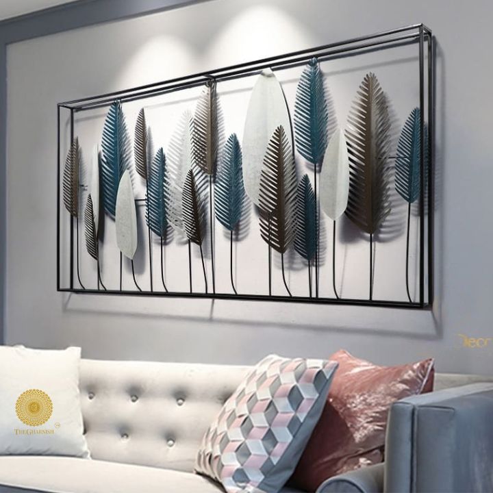 Framed Leaf Wall Art (48x24 Inches) - The Gharnish - A Unit of Satkala Creations