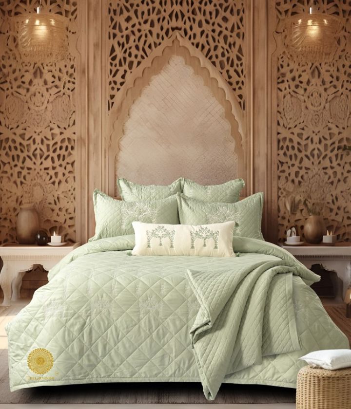 Wedding Bells Designer & Luxurious 7 Pcs Bedding Set / Premium Collection - The Gharnish - A Unit of Satkala Creations