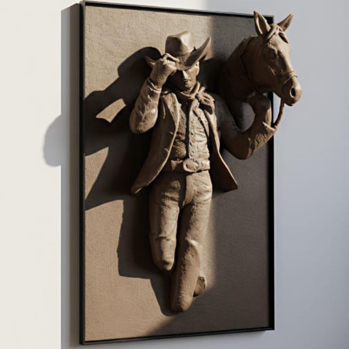Cowboy Escape – Textured 3D Wall Art - The Gharnish - A Unit of Satkala Creations