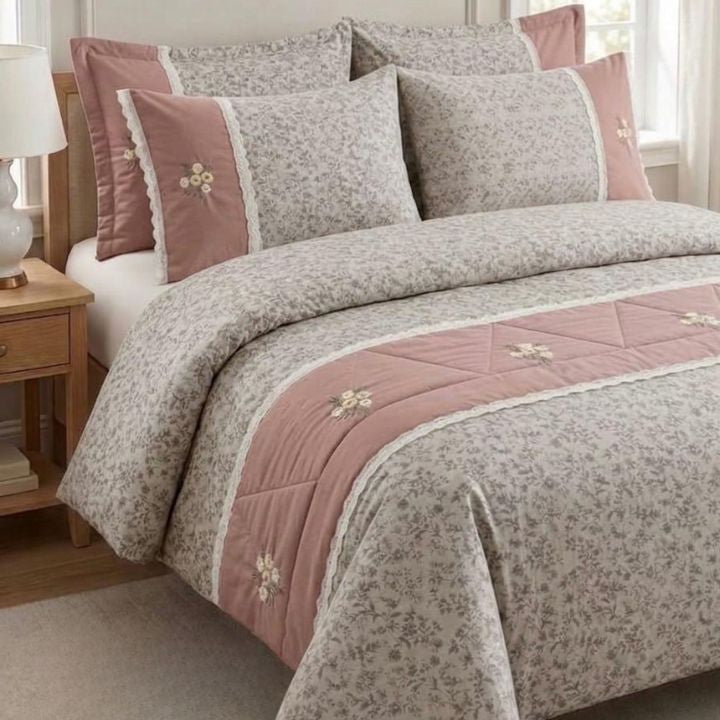 Floriana King size all season comforter set by The Gharnish, four-piece premium bedding with cozy, stylish duvet cover and pillow shams.