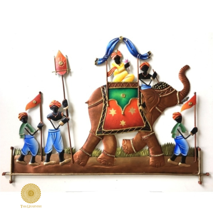Maharaj Sawari Metallic Wall Art ( 28 x 20 Inches ) - The Gharnish - A Unit of Satkala Creations