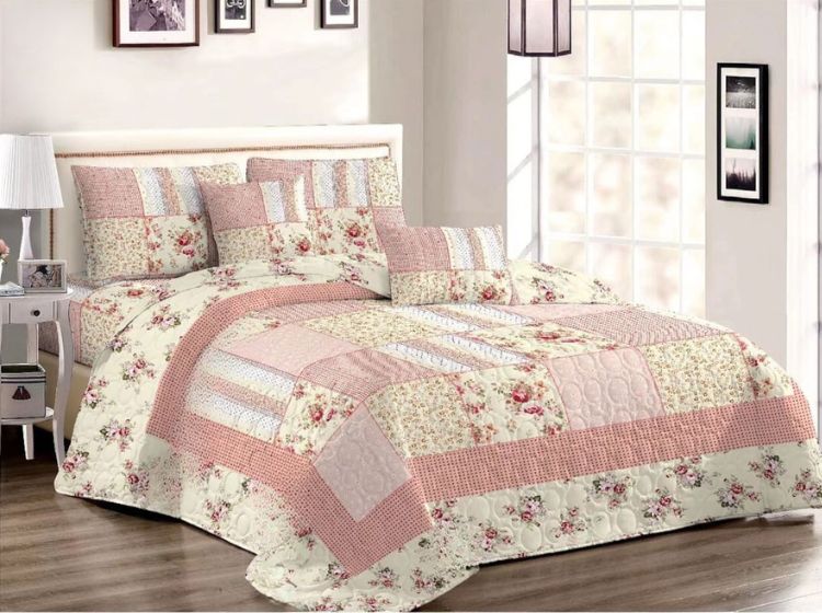 Beyond Dream – Premium Double Bed Quilted Bedcover Set (3-Piece) | Real Patchwork - The Gharnish - A Unit of Satkala Creations
