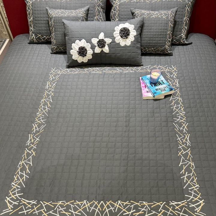 King Size 6 Pcs Quilted Bedcovers Set - The Gharnish - A Unit of Satkala Creations