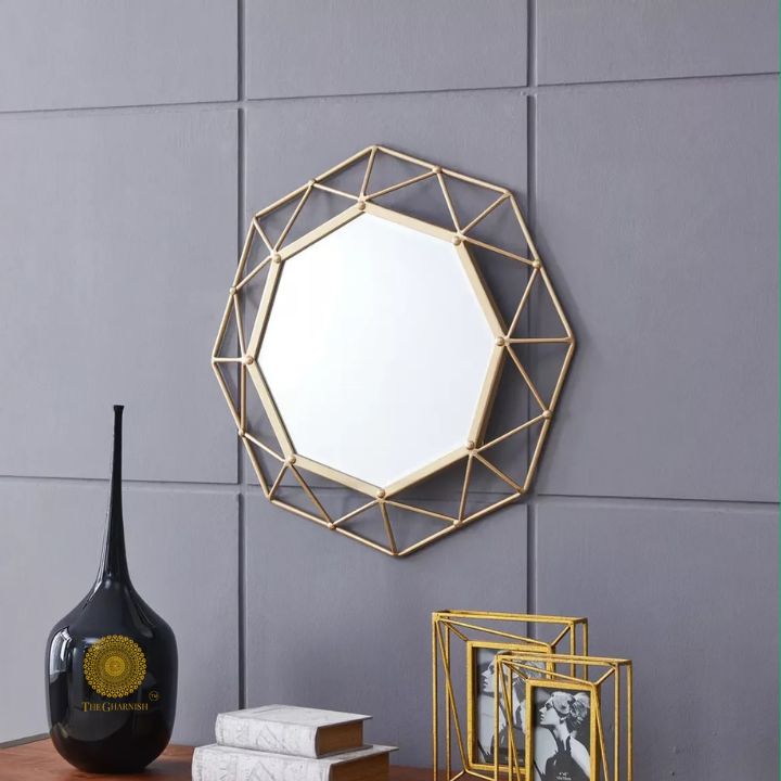 Designer 3D Geomatrical Wall Mirror (24 Inches Dia) - The Gharnish - A Unit of Satkala Creations