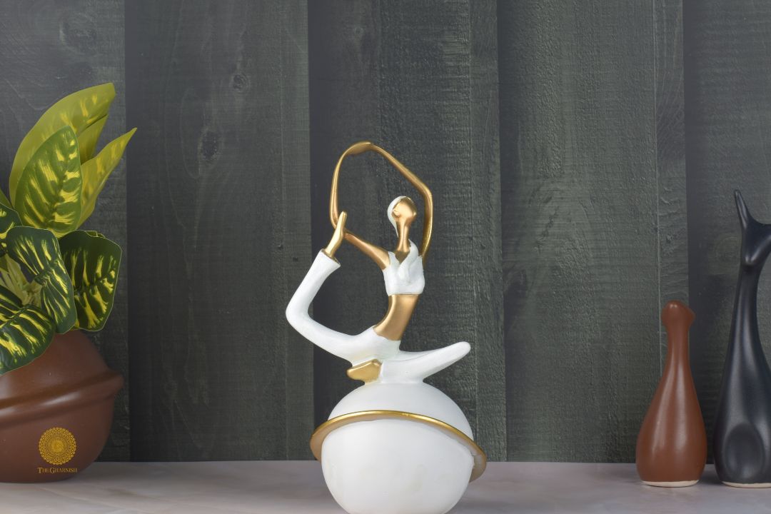 Yoga Poses Figurine Set of 2 (White) - The Gharnish - A Unit of Satkala Creations