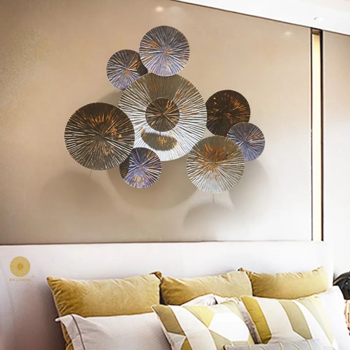 Gold Foil Lotus Leaf Metallic Wall Art (45x34 Inches) - The Gharnish - A Unit of Satkala Creations