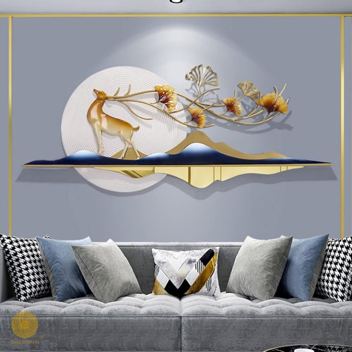 Divine Nature Deer Wall Art (55x25 Inches) - The Gharnish - A Unit of Satkala Creations