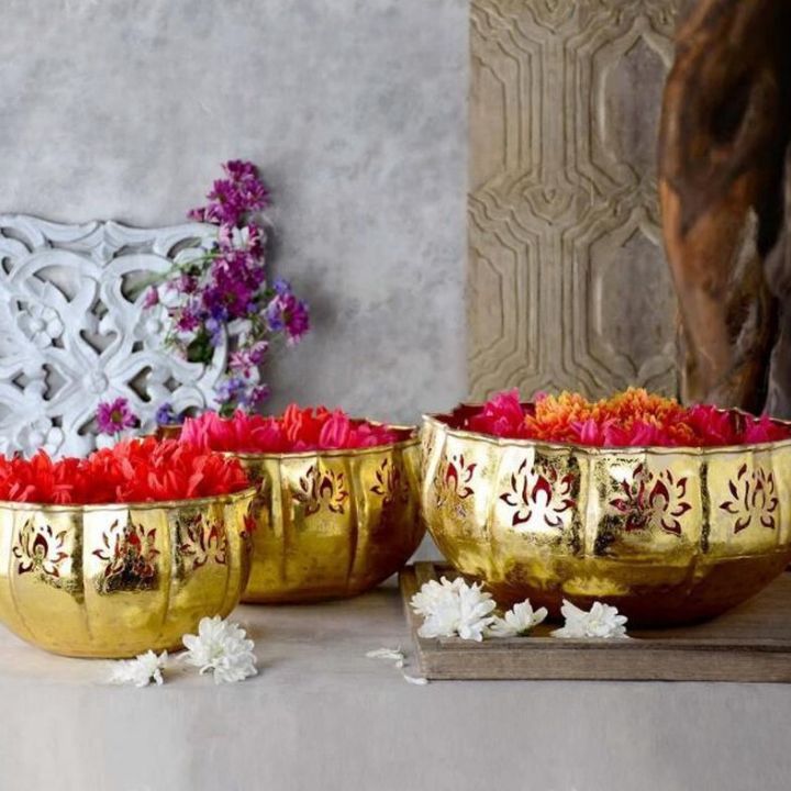 Bowl Urli with Lotus Jali - The Gharnish - A Unit of Satkala Creations