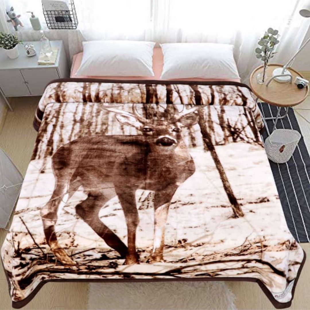 Ultra Soft & Premium Heavy Panel Design Wildlife Cloudy Blanket - The Gharnish - A Unit of Satkala Creations