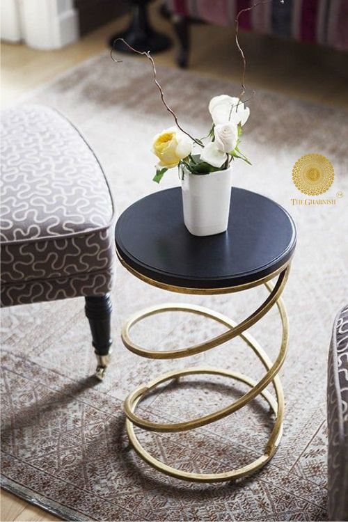 Zig Zag Marble Top Side Table - The Gharnish - A Unit of Satkala Creations