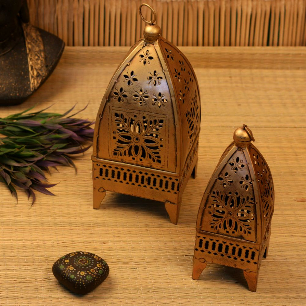 Antique Minnar Hanging Lantern Set of 2 - The Gharnish - A Unit of Satkala Creations