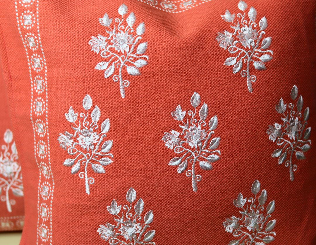 Pure Cotton Embroidered Cushion Covers – Elegance in Every Stitch - The Gharnish - A Unit of Satkala Creations