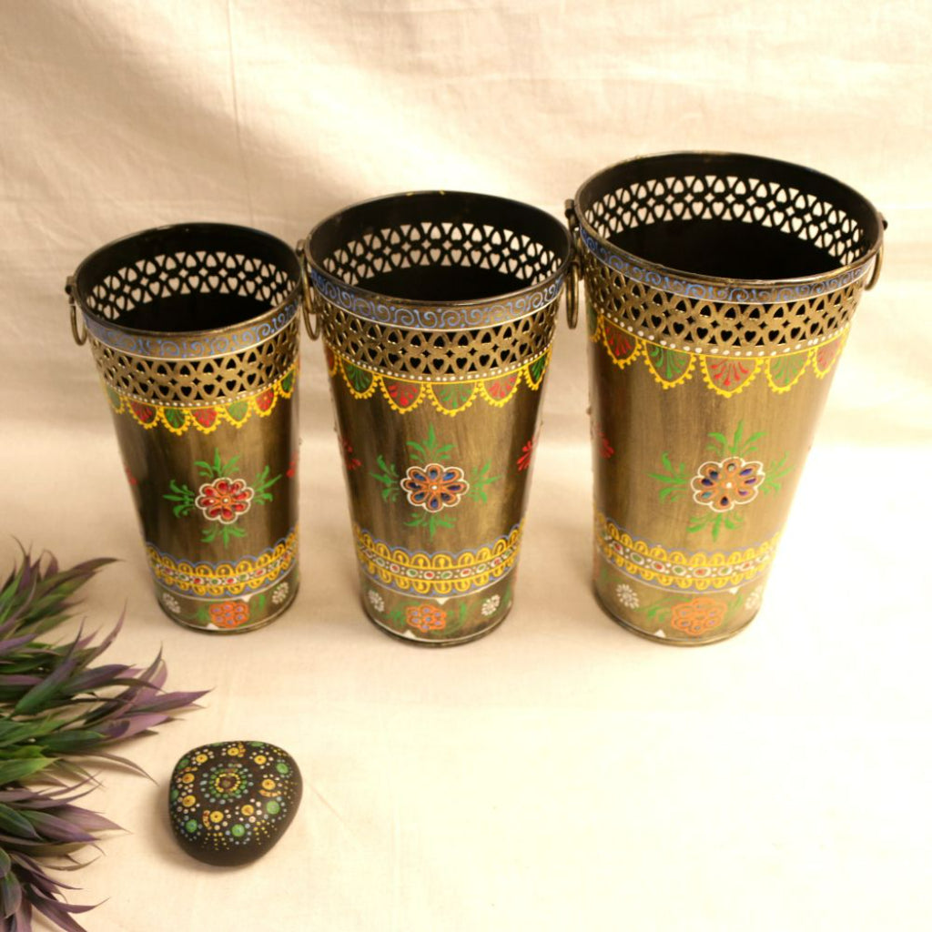 Iron Painted Planter Set of 3 - The Gharnish - A Unit of Satkala Creations
