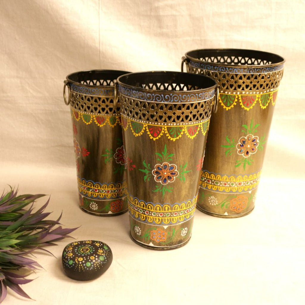 Iron Painted Planter Set of 3 - The Gharnish - A Unit of Satkala Creations