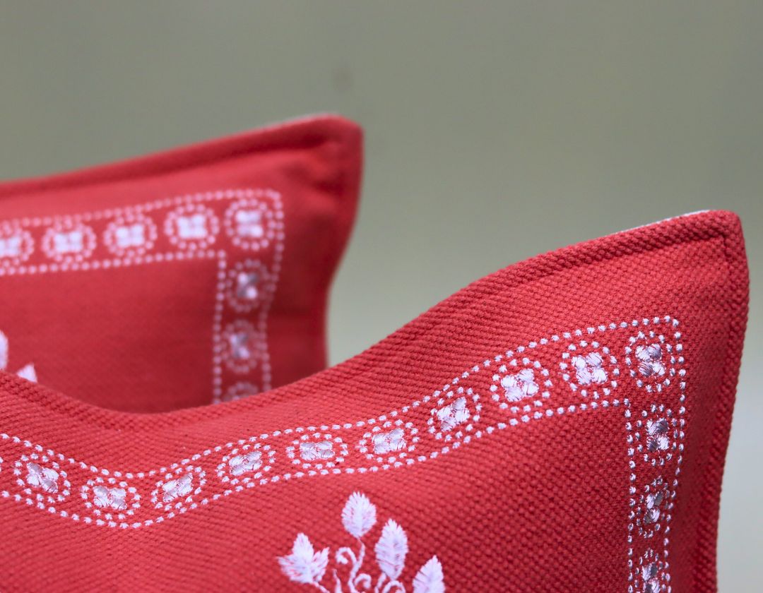 Pure Cotton Embroidered Cushion Covers – Elegance in Every Stitch - The Gharnish - A Unit of Satkala Creations