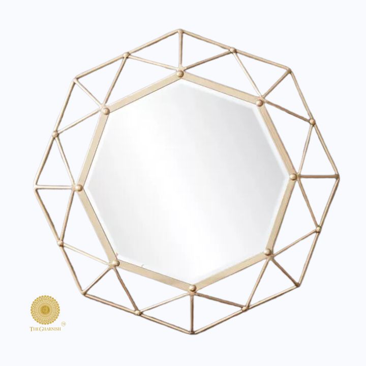 Designer 3D Geomatrical Wall Mirror (24 Inches Dia) - The Gharnish - A Unit of Satkala Creations