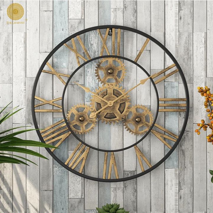 Moving Gear Replica Wall Clock (24 Inches Dia) - The Gharnish - A Unit of Satkala Creations