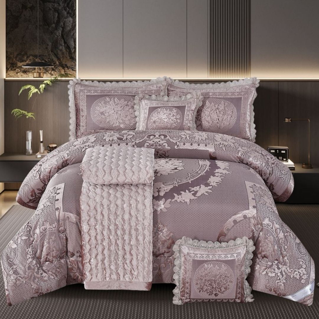 Luxury Royal 6-Piece Bedding Set | Quilted Comforter, Bedspread & Pillow Covers - The Gharnish - A Unit of Satkala Creations