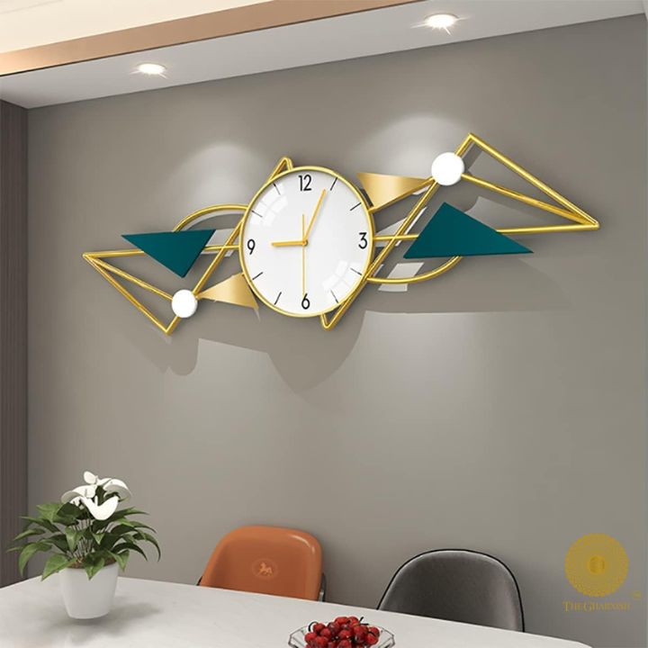 Decorative Geomatric Wall Clock (12x37 Inches) - The Gharnish - A Unit of Satkala Creations