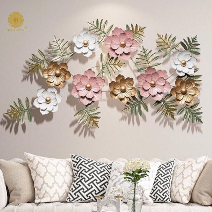Beautiful Metallic Flower Wall Art (48 x 24 Inches ) - The Gharnish - A Unit of Satkala Creations