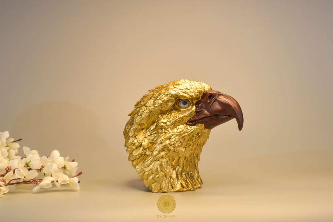 Magnificient Golden Eagle Head Statue - The Gharnish - A Unit of Satkala Creations