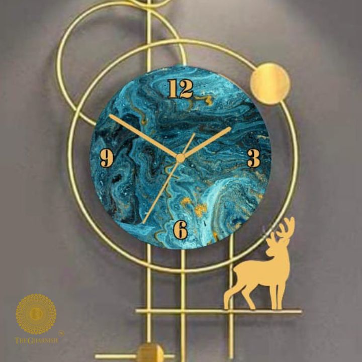 Deer Circles Wall Clock (15 x 36 Inches ) - The Gharnish - A Unit of Satkala Creations