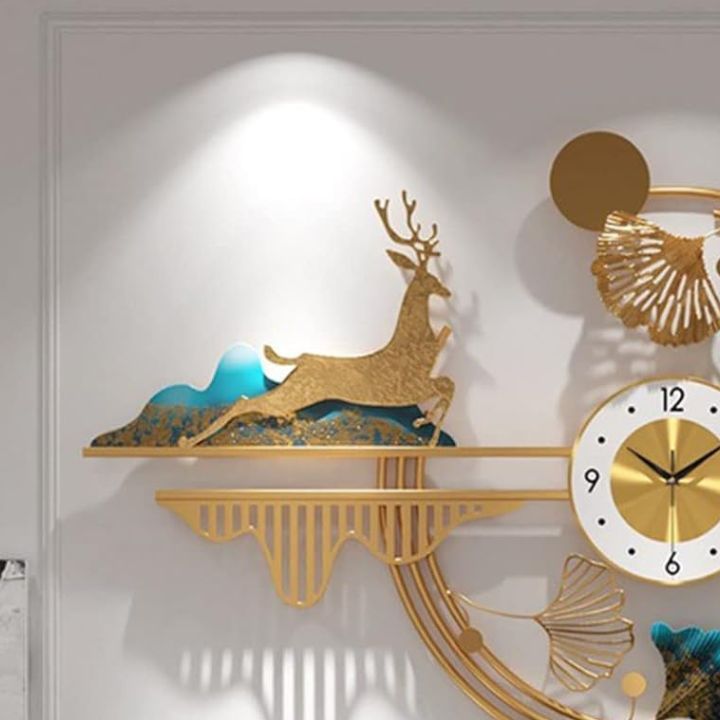 Metallic Nature Wall Art and Clock (48 x 24 Inches) - The Gharnish - A Unit of Satkala Creations
