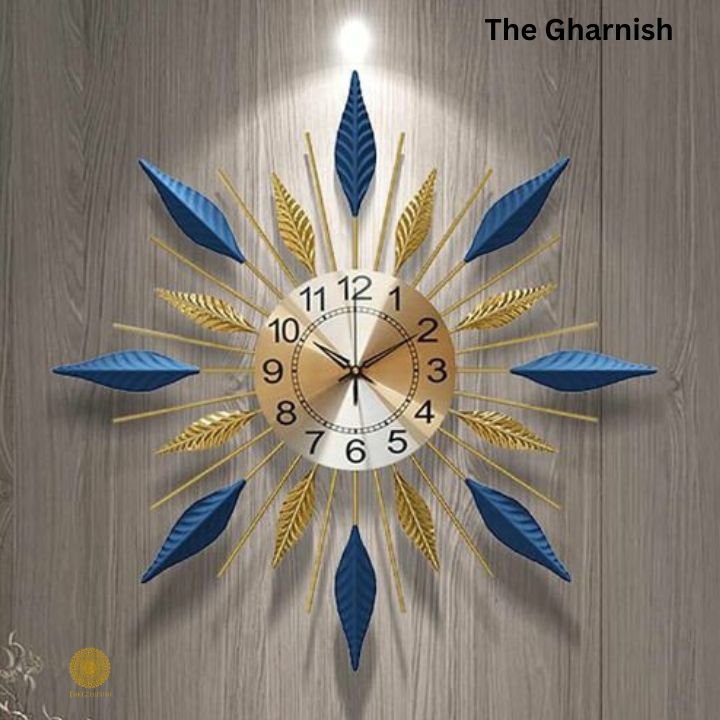 Metallic Sunburst Numeric Wall Clock ( 24 Inches Dia ) - The Gharnish - A Unit of Satkala Creations