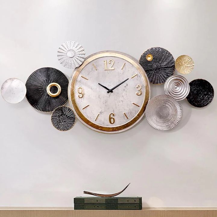 Metallic Circles Wall Clock (42x18 Inches) - The Gharnish - A Unit of Satkala Creations