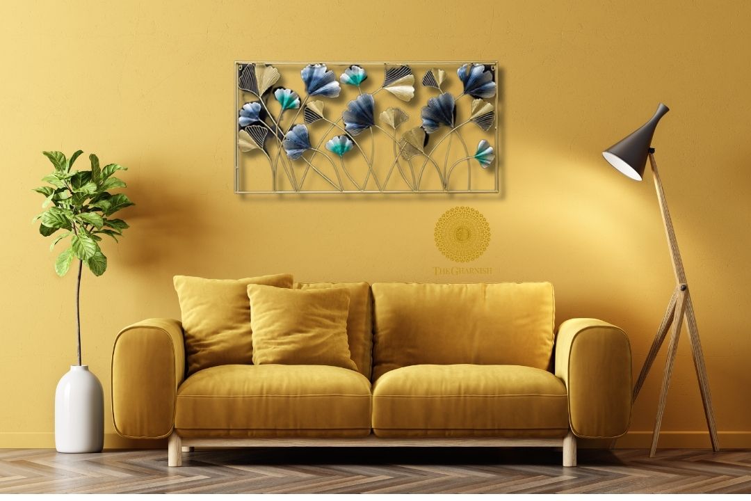 Metallic Leaf Frame Wall Art - 48 x 24 Inches - The Gharnish - A Unit of Satkala Creations