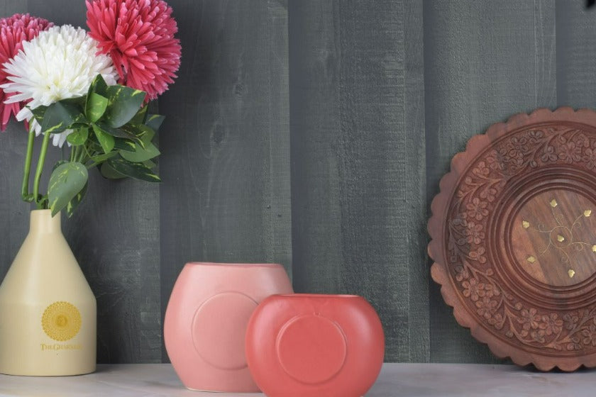 Abstract Flower Vase Set of 2 - The Gharnish - A Unit of Satkala Creations