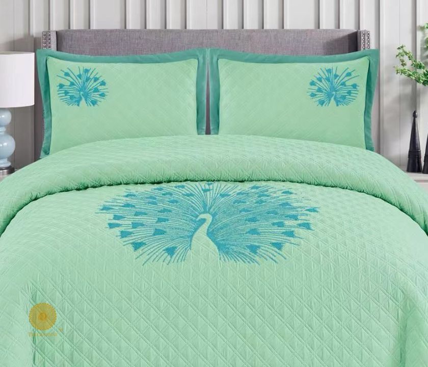 Paradise Solid All Season Bedding Set With Embroidery - The Gharnish - A Unit of Satkala Creations