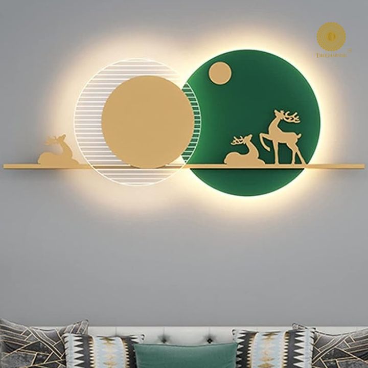 Sparkling Sun Deer Wall Art (48x25 Inches approx) - The Gharnish - A Unit of Satkala Creations