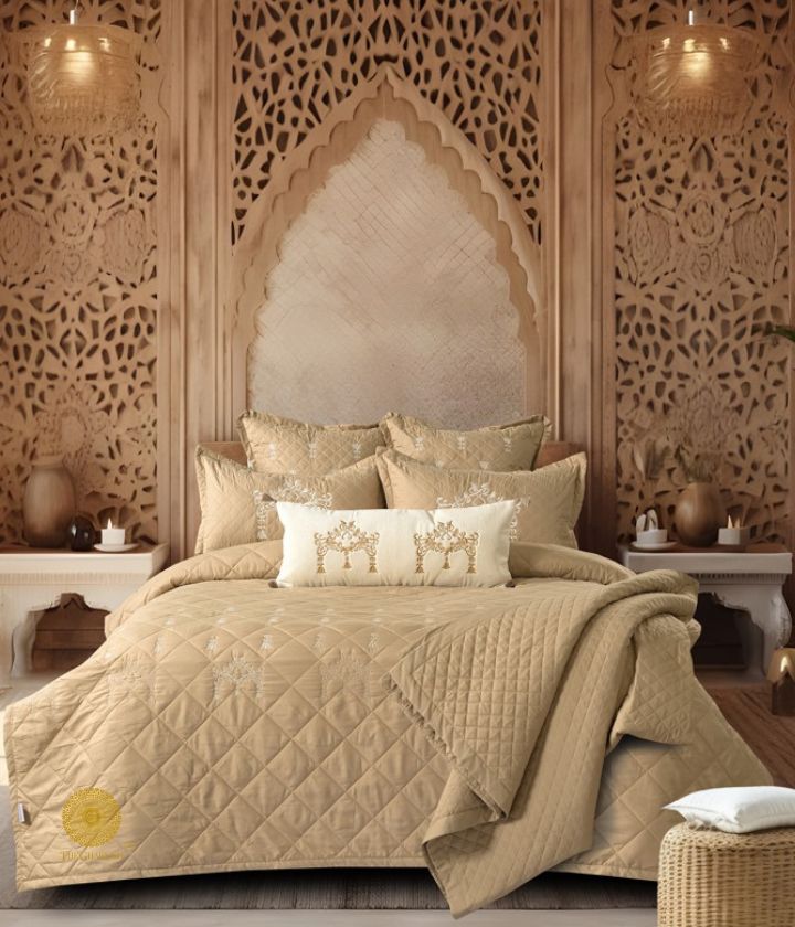 Wedding Bells Designer & Luxurious 7 Pcs Bedding Set / Premium Collection - The Gharnish - A Unit of Satkala Creations