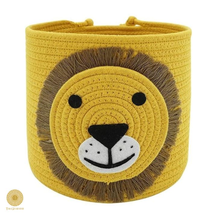 Cute Lion Face Cotton Rope Multipurpose Basket - The Gharnish - A Unit of Satkala Creations