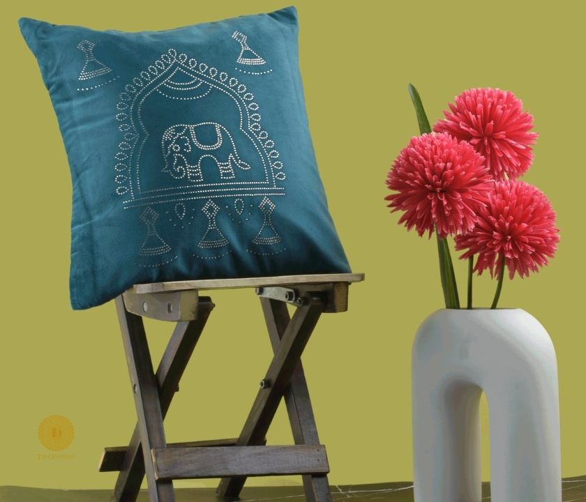 Elephant Embrodried Cushion Cover Pack of 5 - The Gharnish - A Unit of Satkala Creations