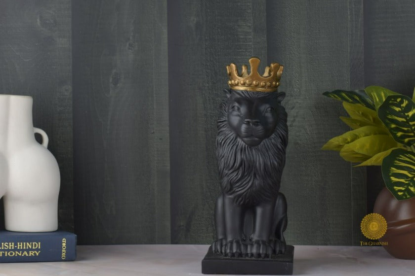 Crown Lion Figurine Set of 2 - The Gharnish - A Unit of Satkala Creations